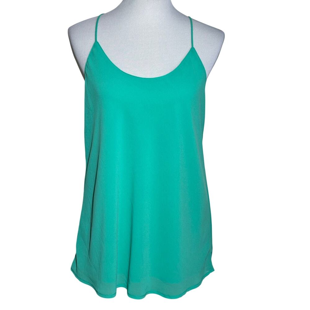 HYFVE Make Me Blush Chiffon Lola Cami Tank Top Mint Sz L NWT